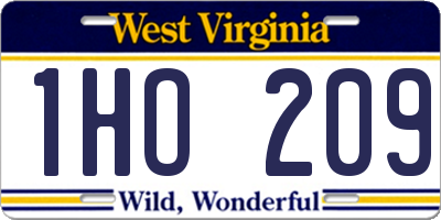 WV license plate 1HO209