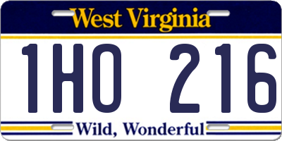 WV license plate 1HO216