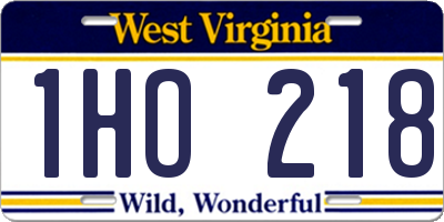 WV license plate 1HO218