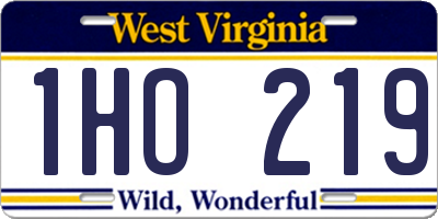 WV license plate 1HO219