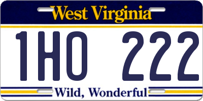WV license plate 1HO222