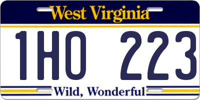 WV license plate 1HO223