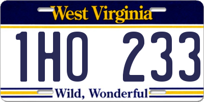 WV license plate 1HO233
