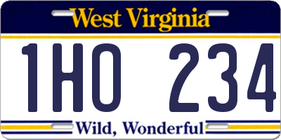 WV license plate 1HO234