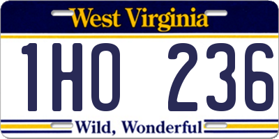 WV license plate 1HO236