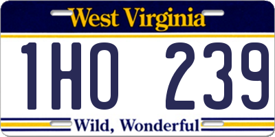 WV license plate 1HO239