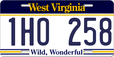 WV license plate 1HO258