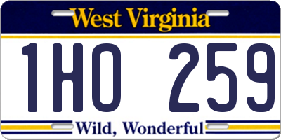 WV license plate 1HO259