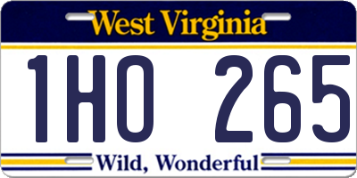 WV license plate 1HO265