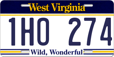 WV license plate 1HO274