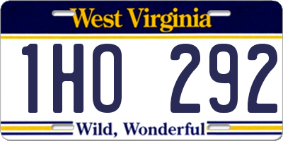 WV license plate 1HO292