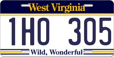 WV license plate 1HO305