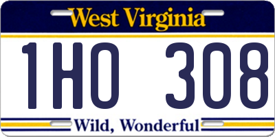 WV license plate 1HO308