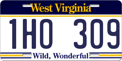 WV license plate 1HO309