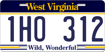 WV license plate 1HO312