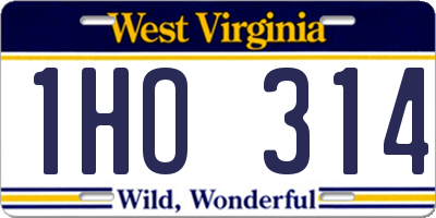 WV license plate 1HO314