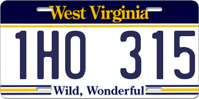 WV license plate 1HO315