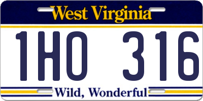 WV license plate 1HO316
