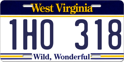 WV license plate 1HO318