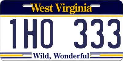 WV license plate 1HO333