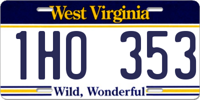 WV license plate 1HO353