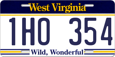 WV license plate 1HO354