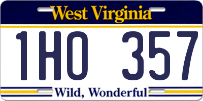WV license plate 1HO357