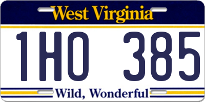 WV license plate 1HO385