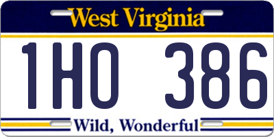 WV license plate 1HO386