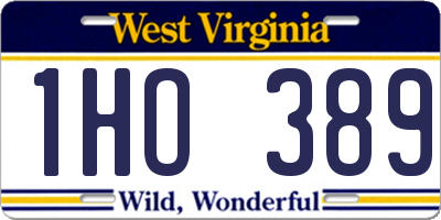 WV license plate 1HO389