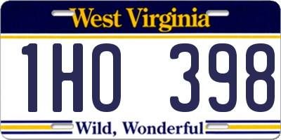 WV license plate 1HO398