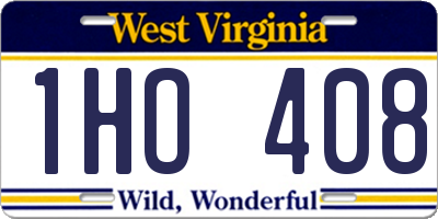 WV license plate 1HO408