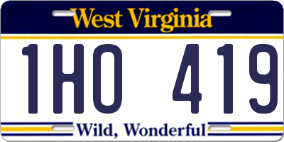 WV license plate 1HO419