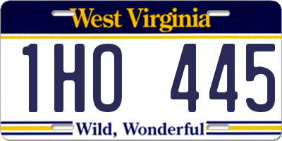 WV license plate 1HO445