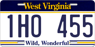 WV license plate 1HO455