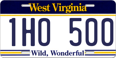 WV license plate 1HO500