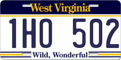 WV license plate 1HO502