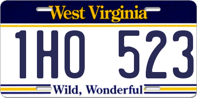 WV license plate 1HO523