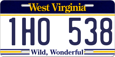 WV license plate 1HO538