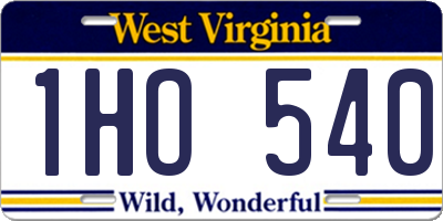 WV license plate 1HO540
