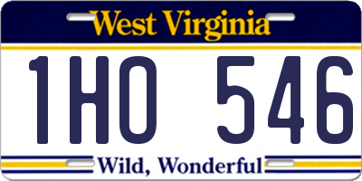 WV license plate 1HO546