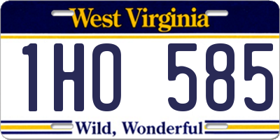 WV license plate 1HO585