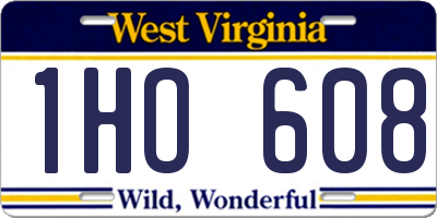 WV license plate 1HO608