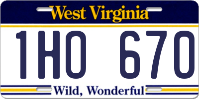 WV license plate 1HO670