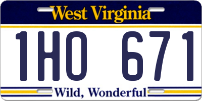 WV license plate 1HO671
