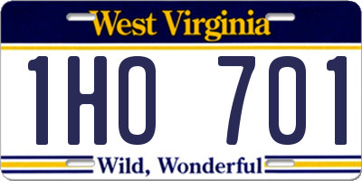 WV license plate 1HO701