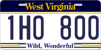 WV license plate 1HO800