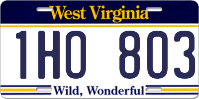 WV license plate 1HO803