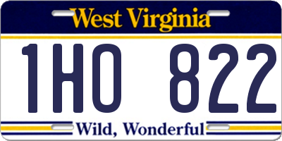 WV license plate 1HO822