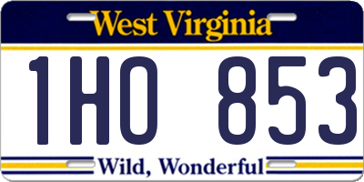 WV license plate 1HO853